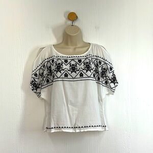 White House Black Market - NWT Embroidered Black & White See Through Top Small